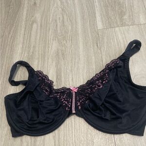 Chic Black and Pink Lace Bra